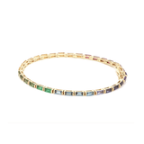 Bracelets 14K & 18K Gold Rainbow Baguette Tennis anklet, East West