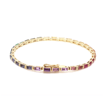 Bracelets 14K & 18K Gold Rainbow Baguette Tennis anklet, East West
