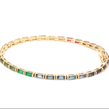 Bracelets 14K & 18K Gold Rainbow Baguette Tennis Bracelet, East West