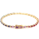 Bracelets 14K & 18K Gold Rainbow Baguette Tennis Bracelet, East West