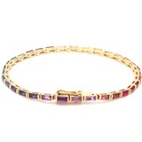 Bracelets 14K & 18K Gold Rainbow Baguette Tennis Bracelet, East West