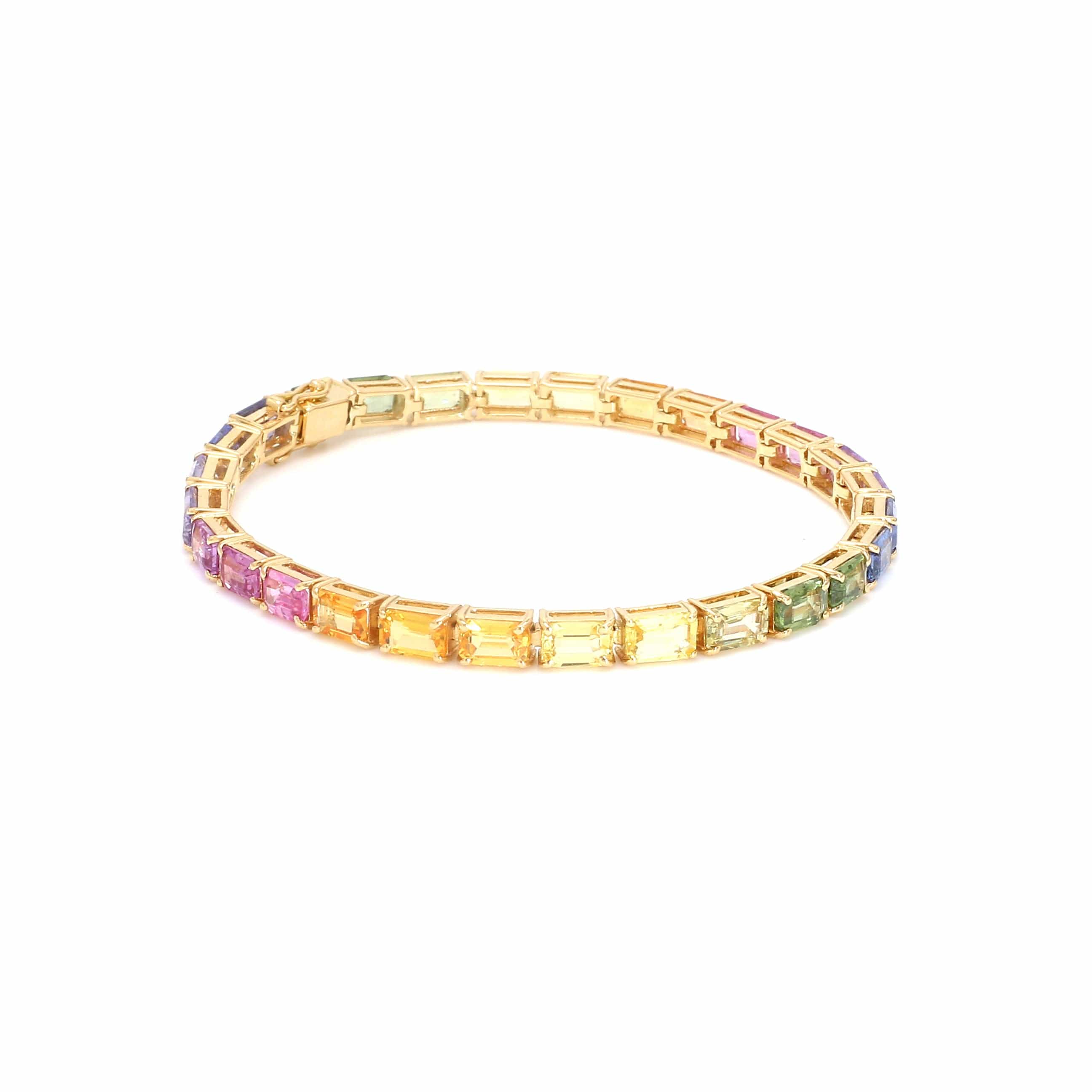 Bracelets 14K & 18K Gold Rainbow Tennis Bracelet, East West