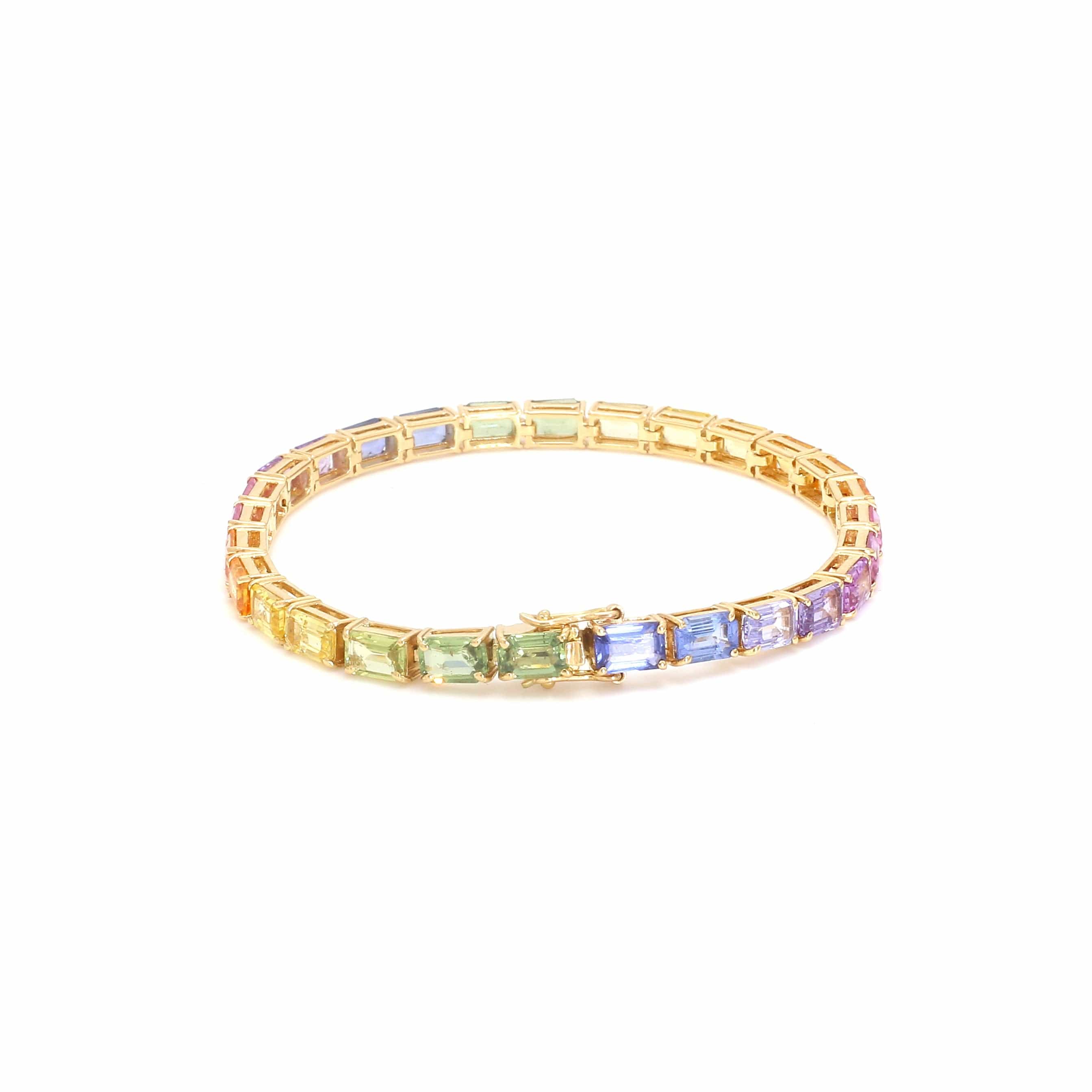 Bracelets 14K & 18K Gold Rainbow Tennis Bracelet, East West