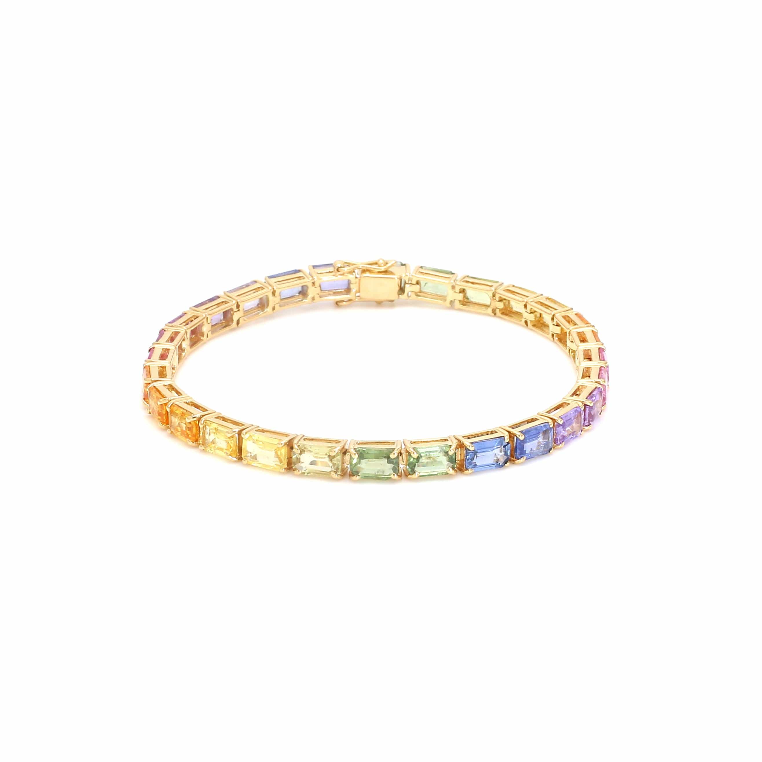 Bracelets 14K & 18K Gold Rainbow Tennis Bracelet, East West