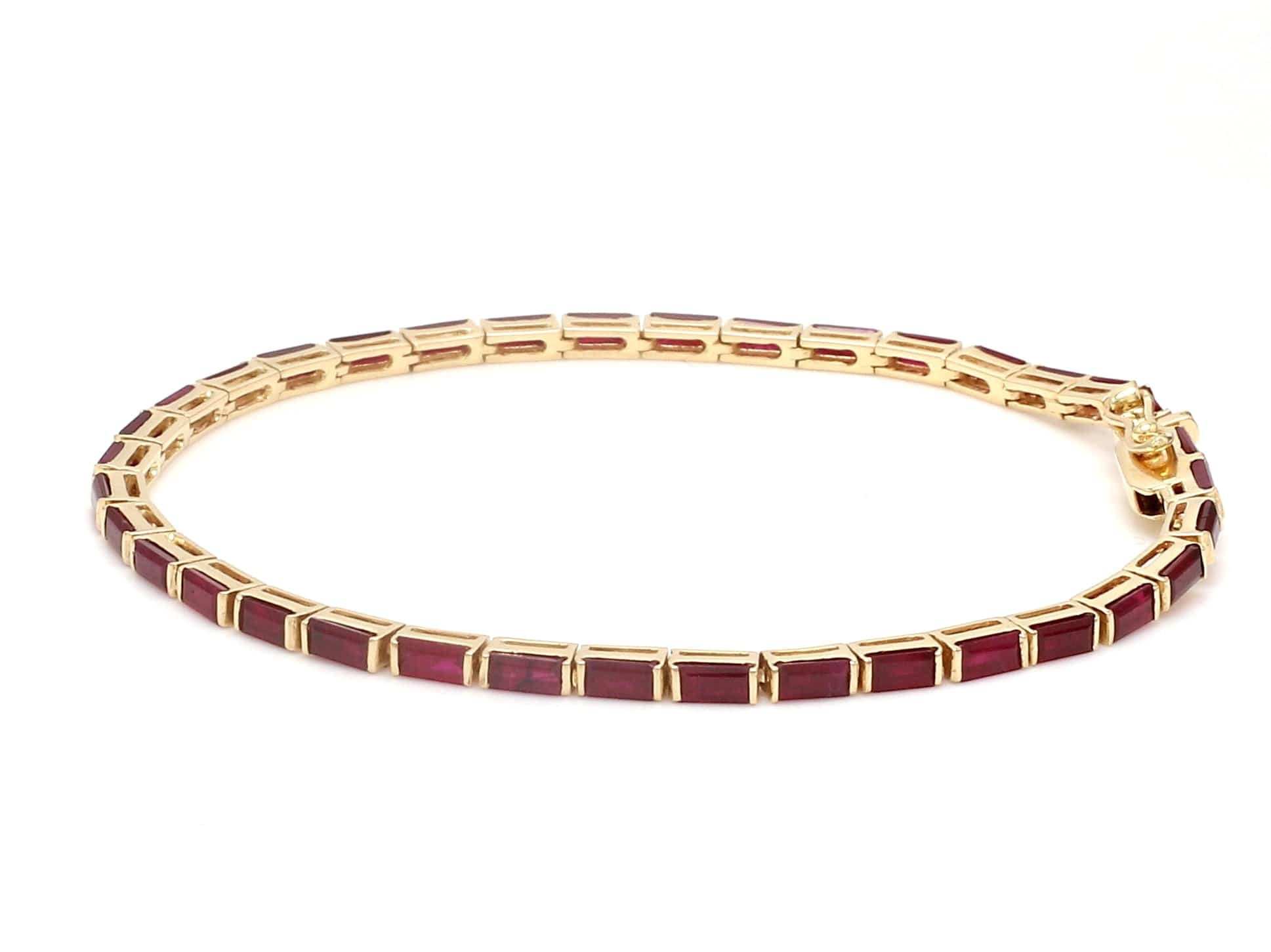 Bracelets 14K & 18K Gold Ruby Baguette Tennis Anklet, East West