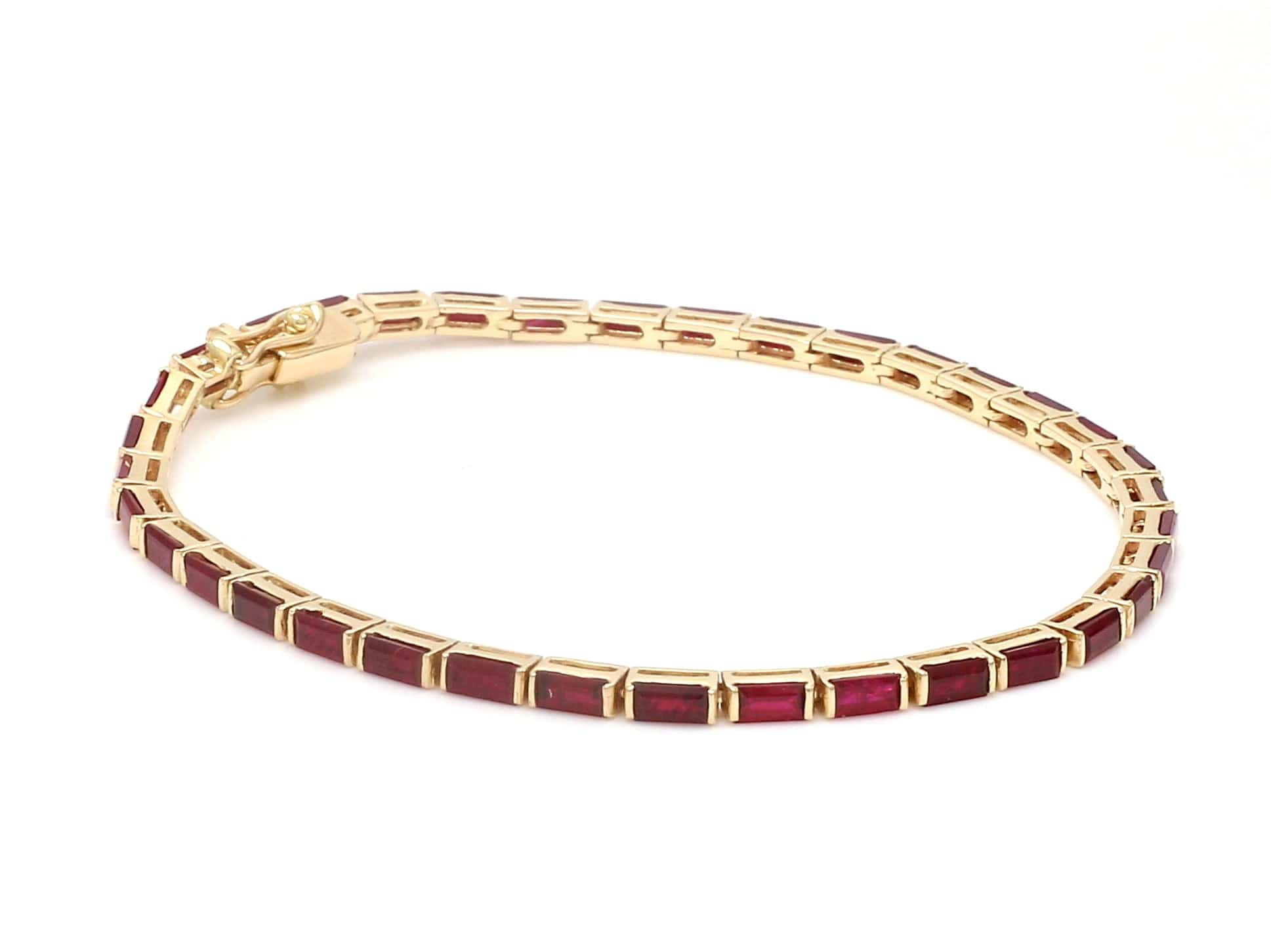 Bracelets 14K & 18K Gold Ruby Baguette Tennis Anklet, East West