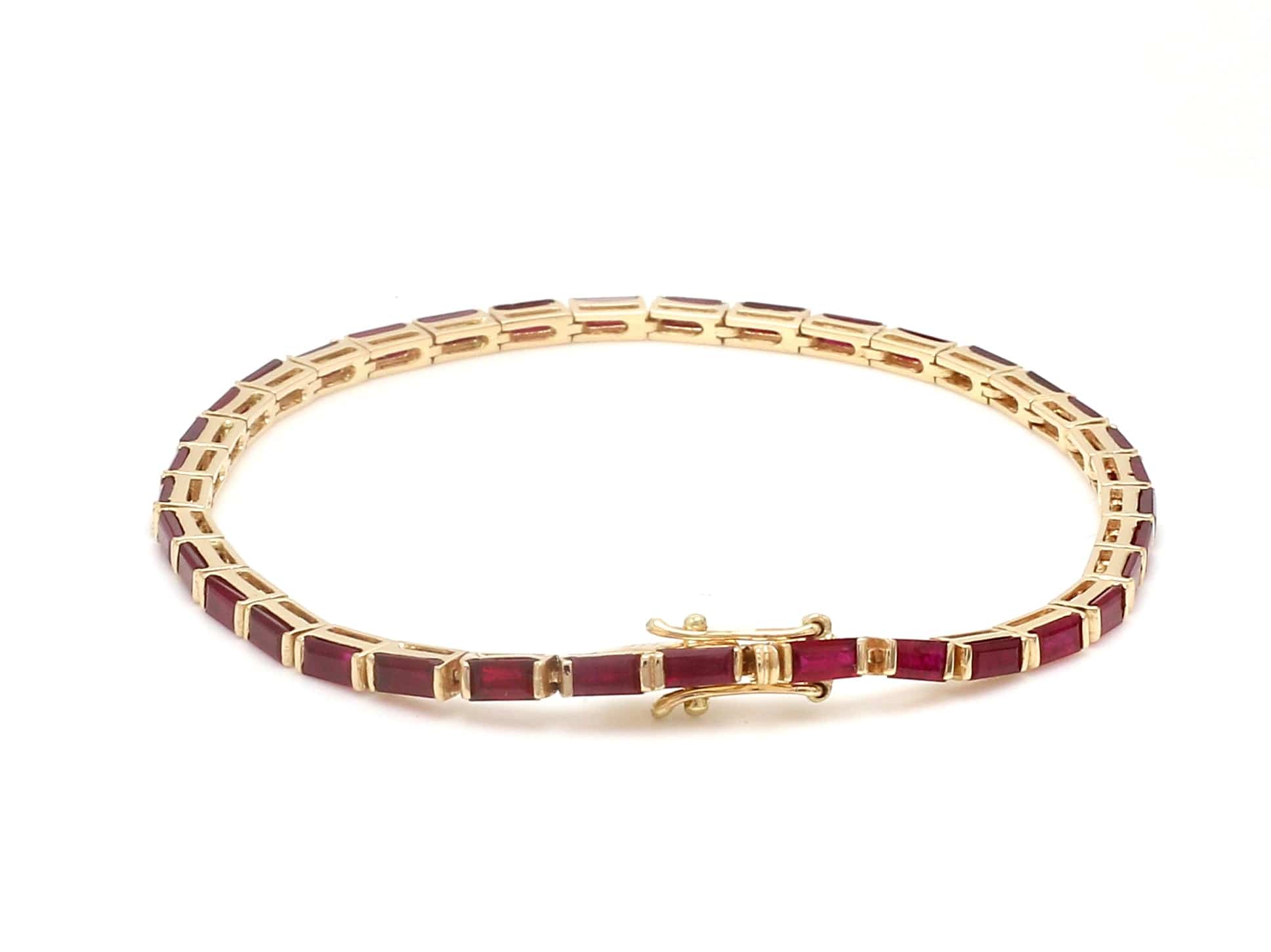 Bracelets 14K & 18K Gold Ruby Baguette Tennis Anklet, East West