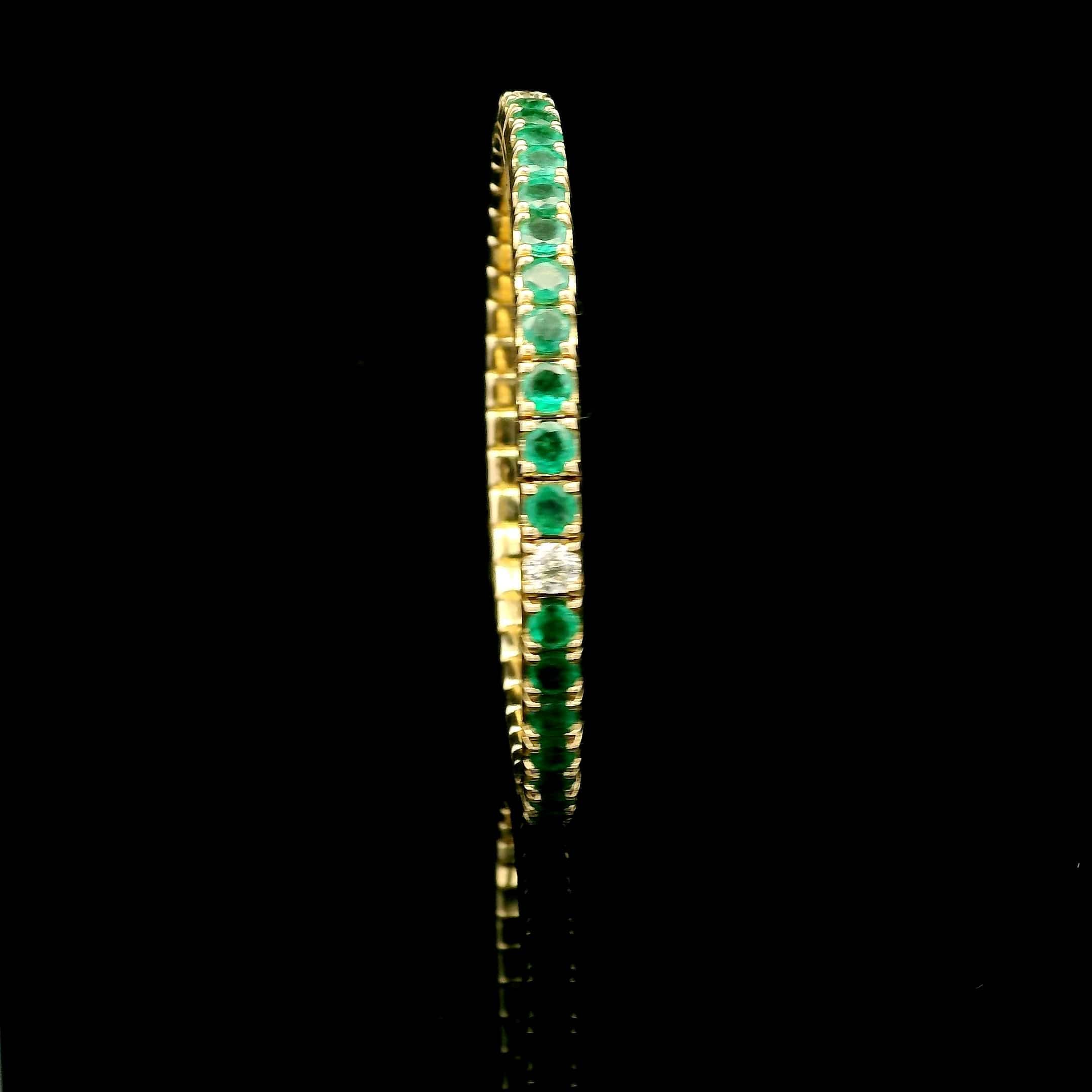 Bracelets 14K/18K Gold Stretch Emerald And Diamond Tennis Bracelet