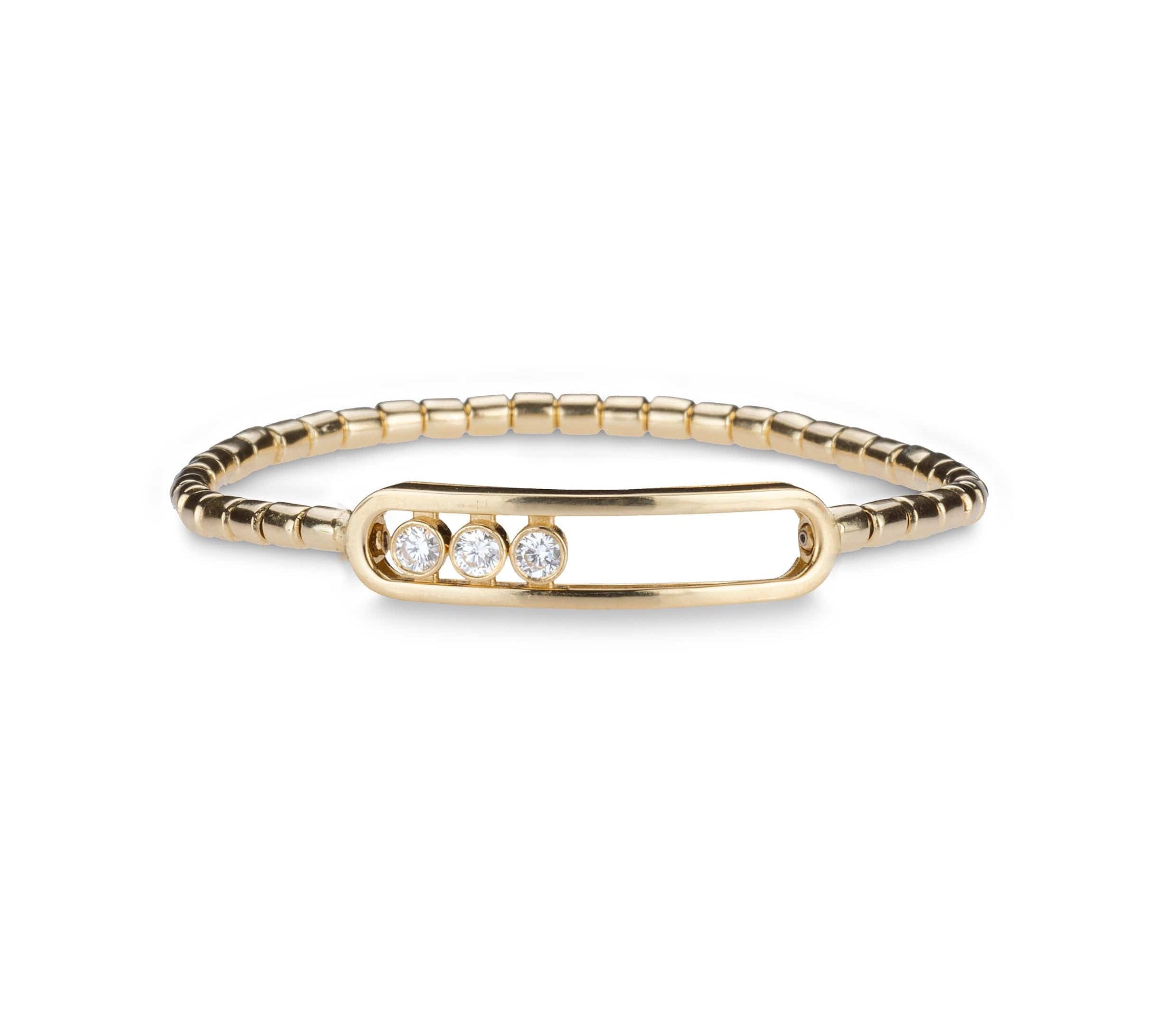 Bracelets 14K & 18K Three Diamond Stretch Bracelet