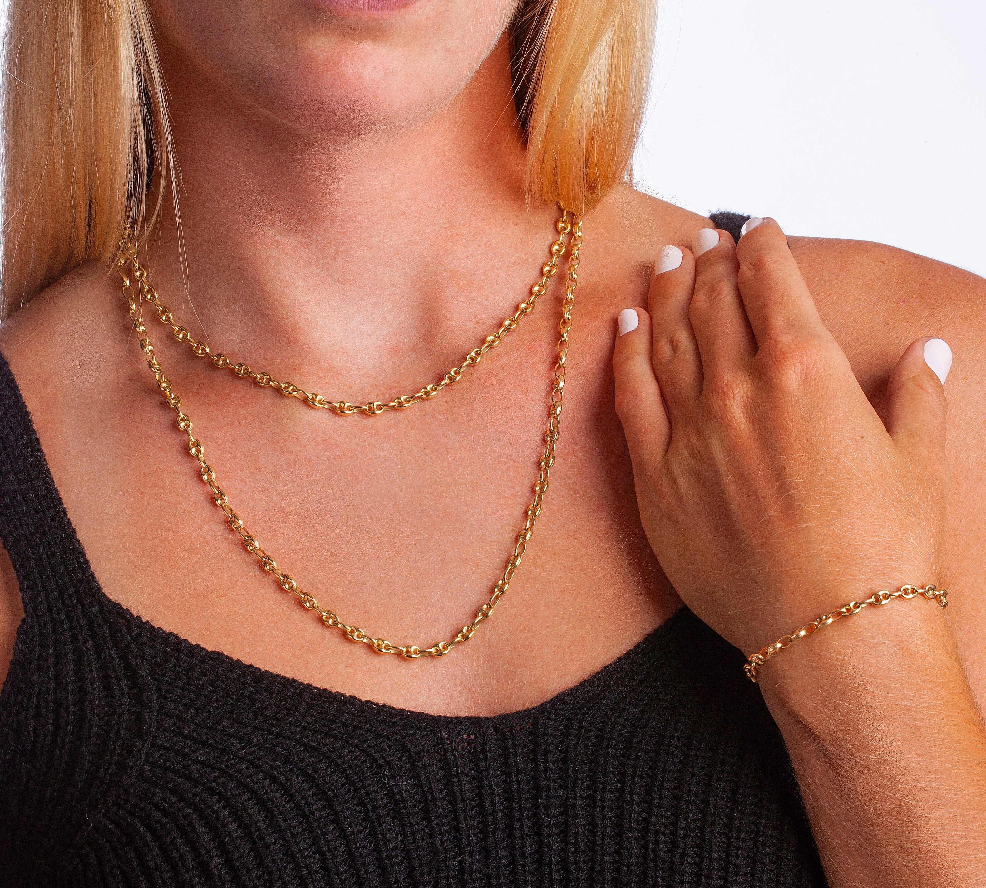 Bracelets 14K Gold Anchor Chain Bracelet 5mm