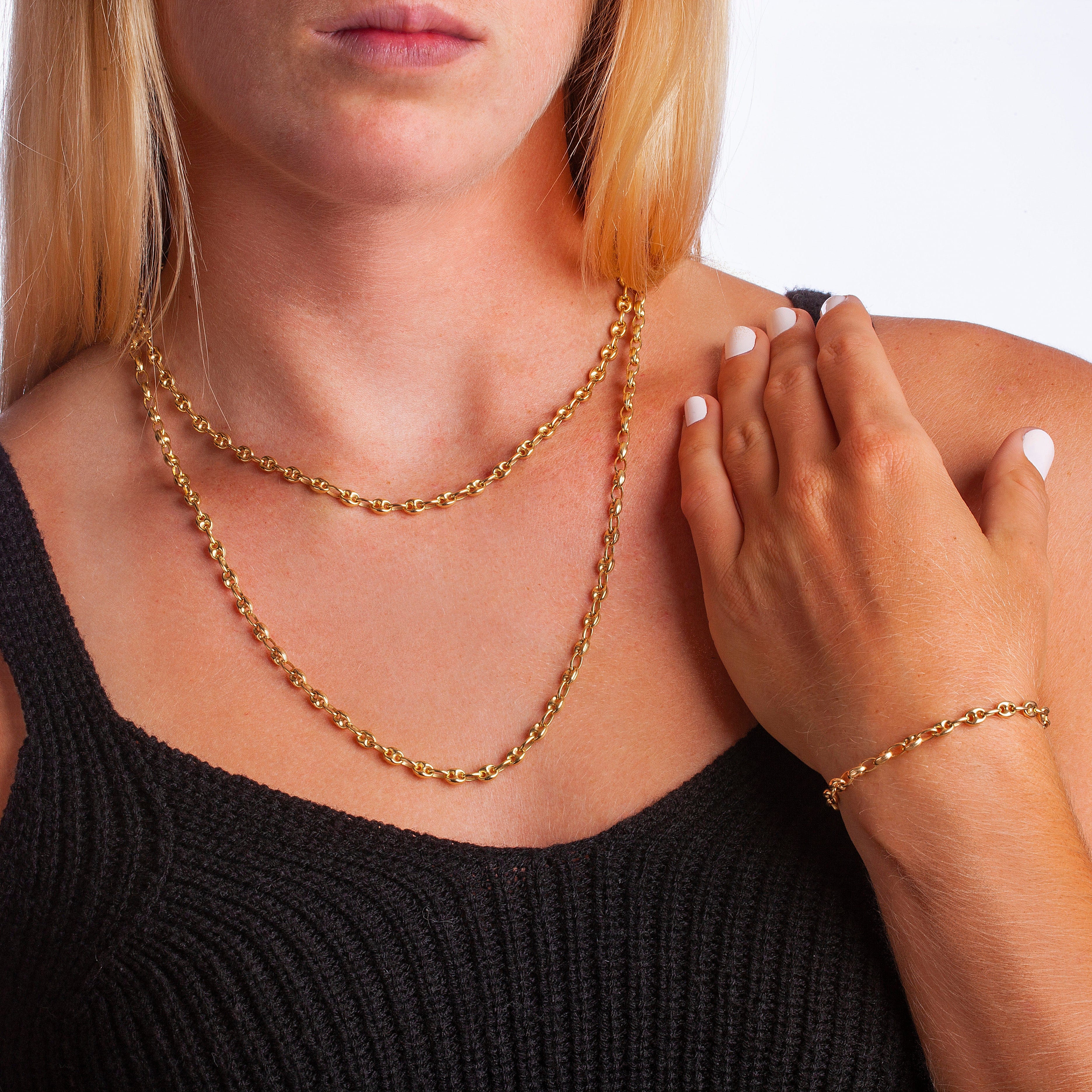 Bracelets 14K Gold Anchor Chain Bracelet 5mm