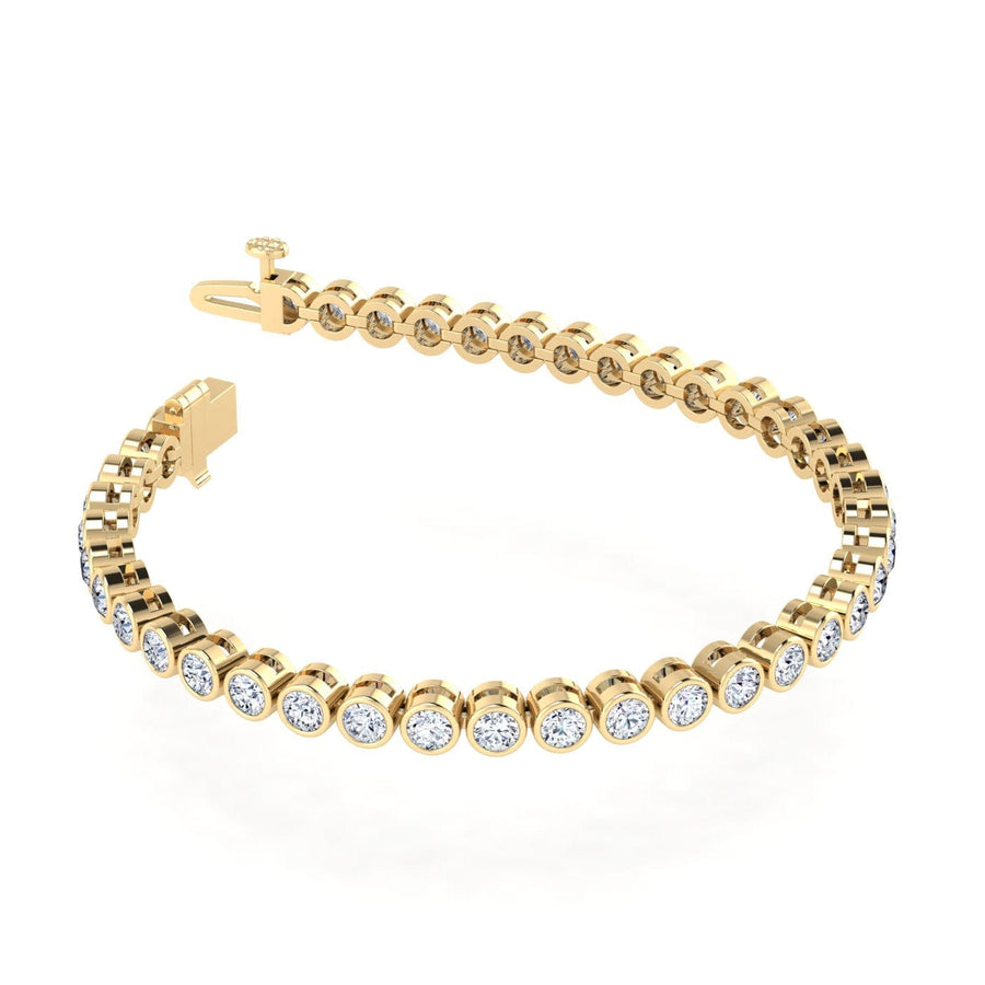 Bracelets 14K Gold and Diamond 6 ct Tennis Bracelet Bezel Set, Lab Grown