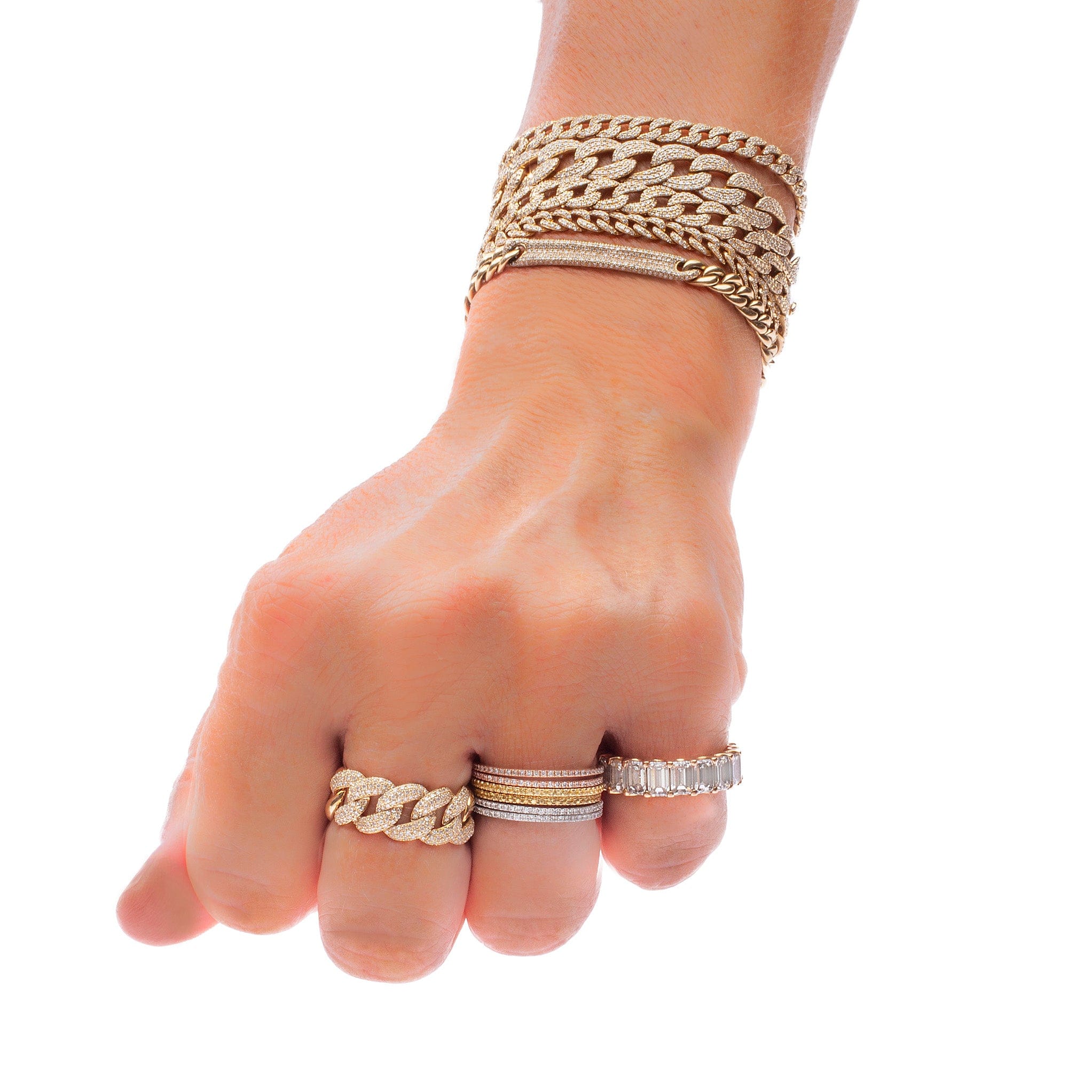 Bracelets 14K Gold and Micro-Pave Diamond ID Cuban Link Chain Bracelet