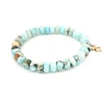 Bracelets 14K Gold Beach Blue Beads And Clover Diamond Charm