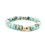 Bracelets 14K Gold Beach Blue Beads And Diamond Roundel Charm