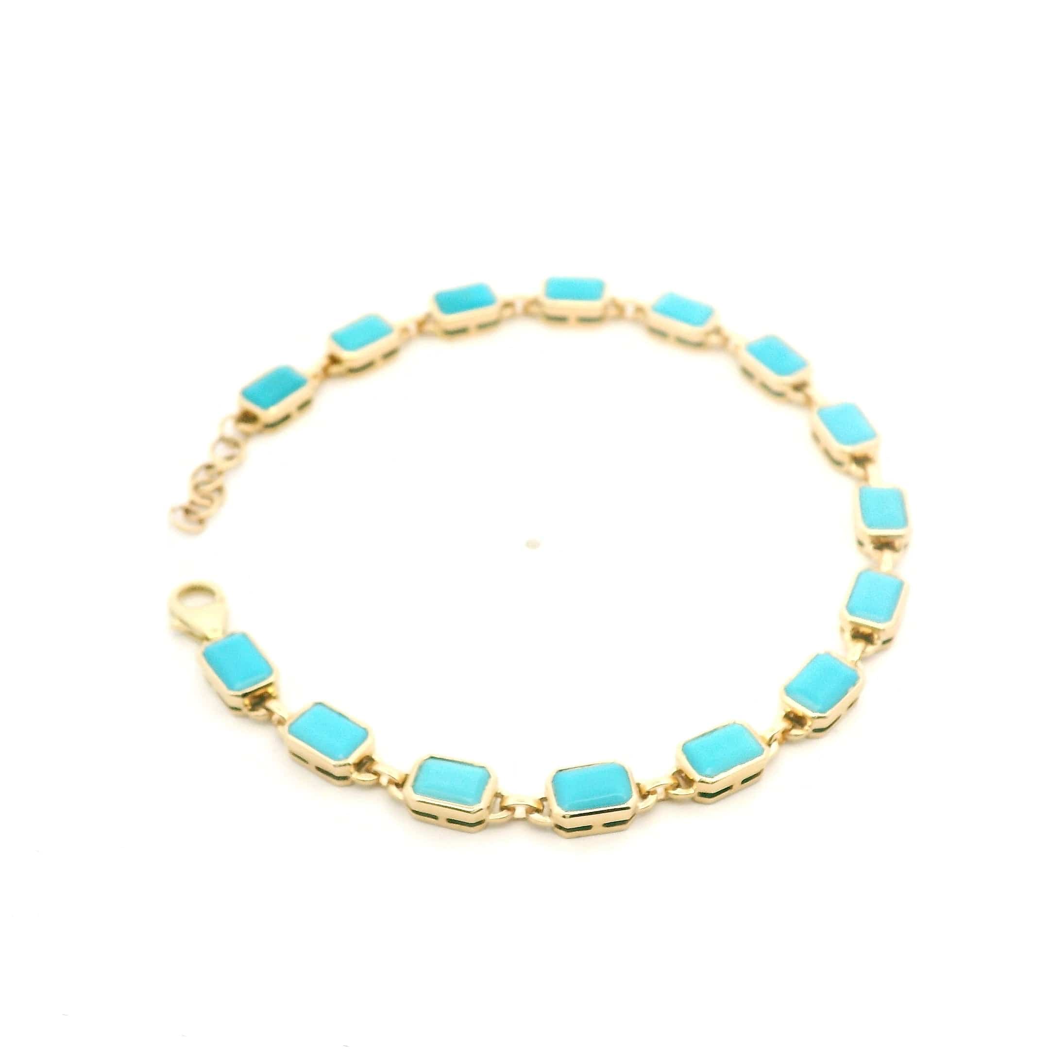 Bracelets 14K Gold Bezel Set Turquoise Tennis Bracelet