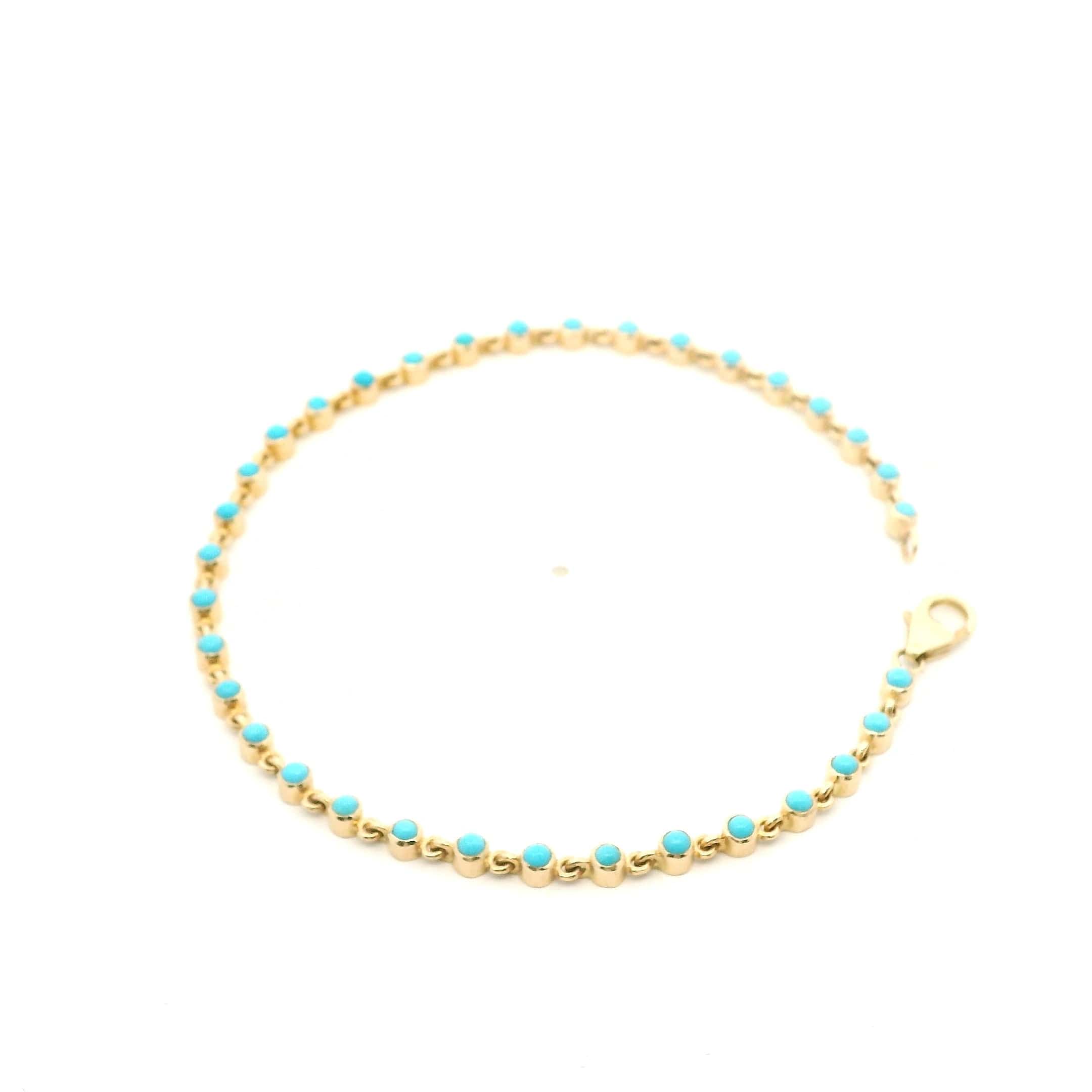 Bracelets 14K Gold Bezel Set Turquoise Tennis Bracelet