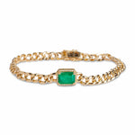 Bracelets 14K Gold Emerald and Diamond Cuban Chain Bracelet