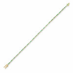 Bracelets 14K Gold Emerald and Diamond Tennis Bracelet 4-Prong Setting