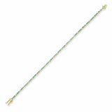 Bracelets 14K Gold Emerald and Diamond Tennis Bracelet 4-Prong Setting