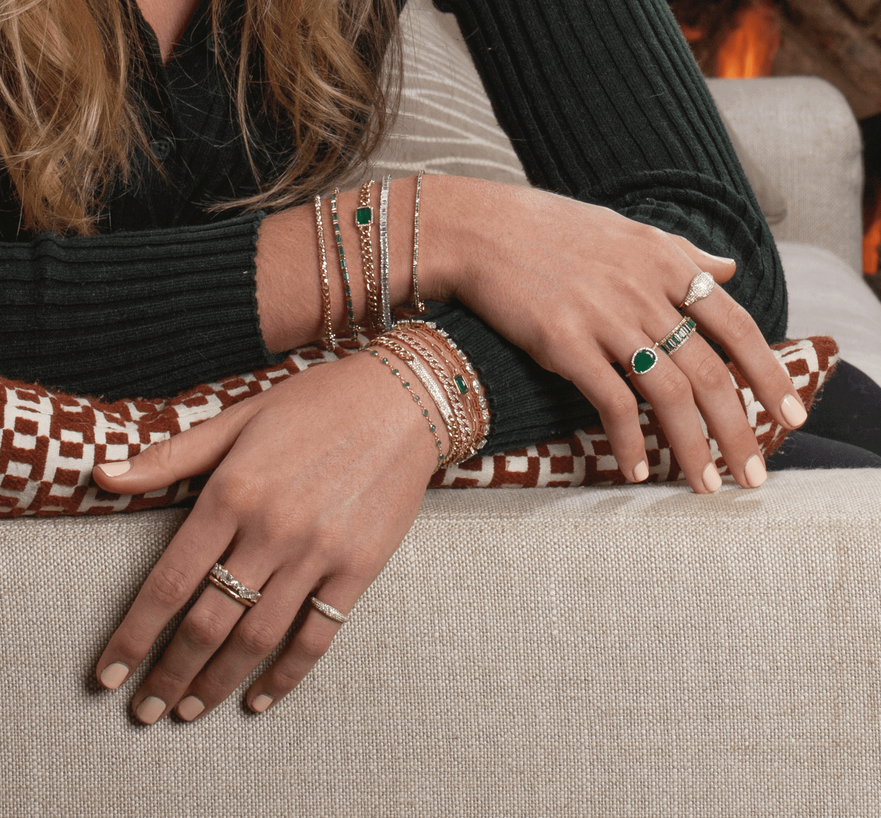 Bracelets 14K Gold Emerald Strand Bracelet
