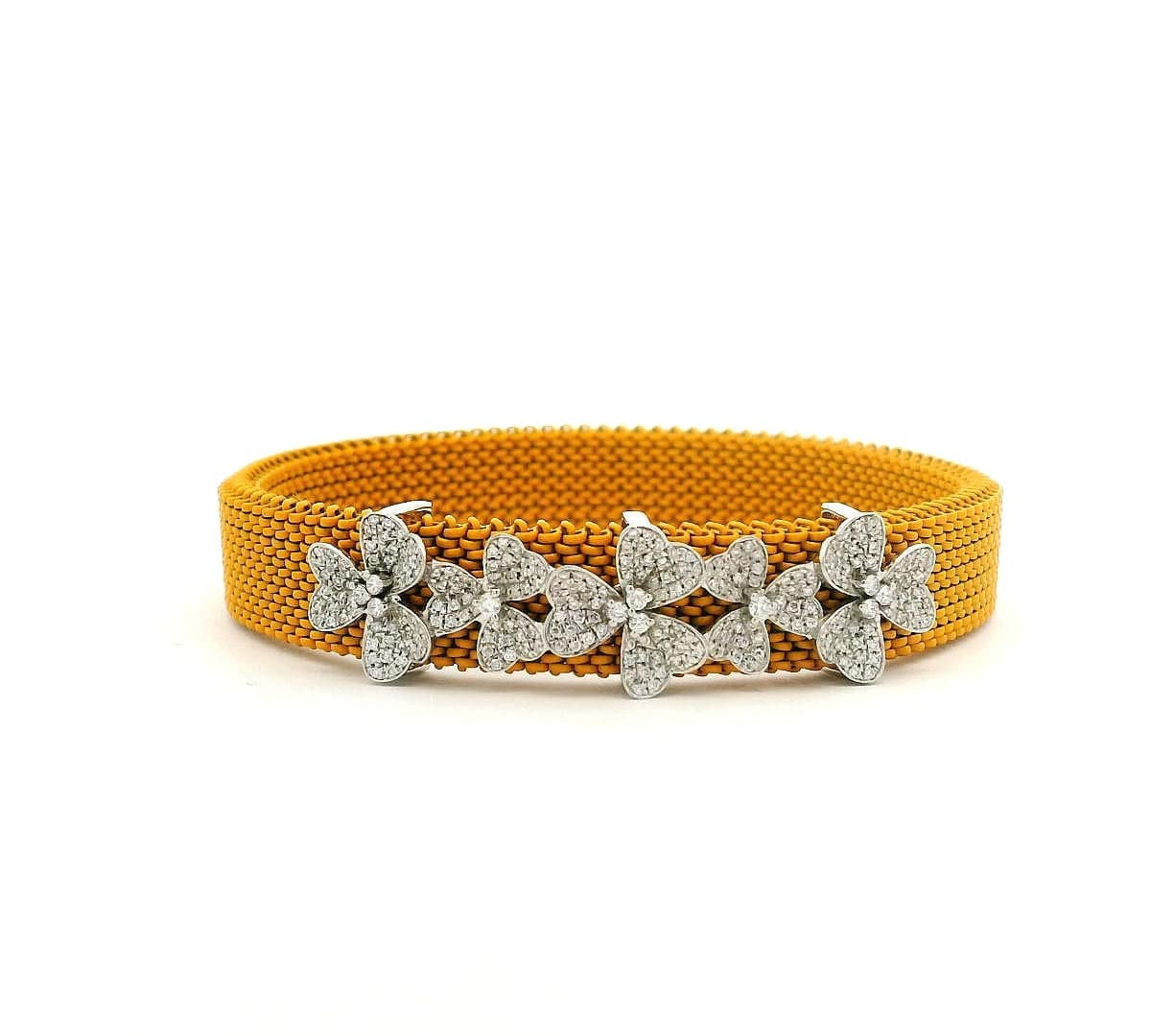 Bracelets 14K gold Material Flower Pave Diamond Bracelet