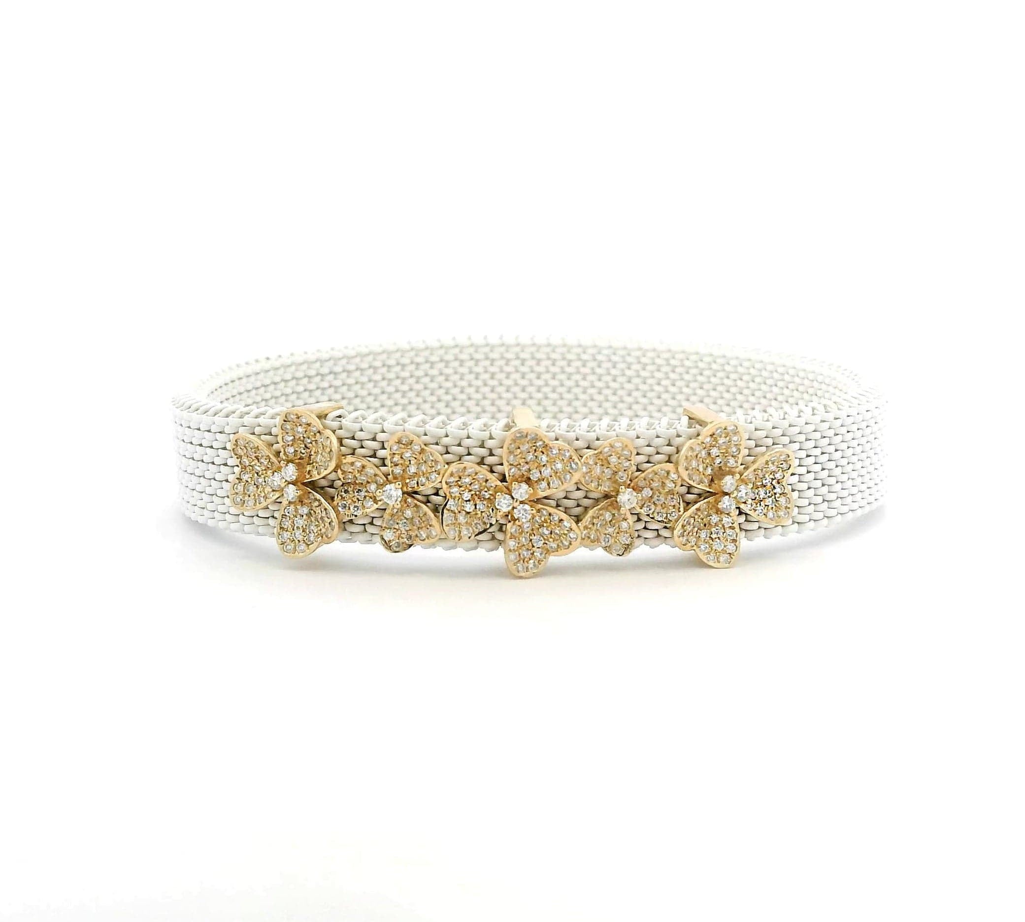 Bracelets 14K Gold Material Flower Pave Diamond Bracelet, Full Pave