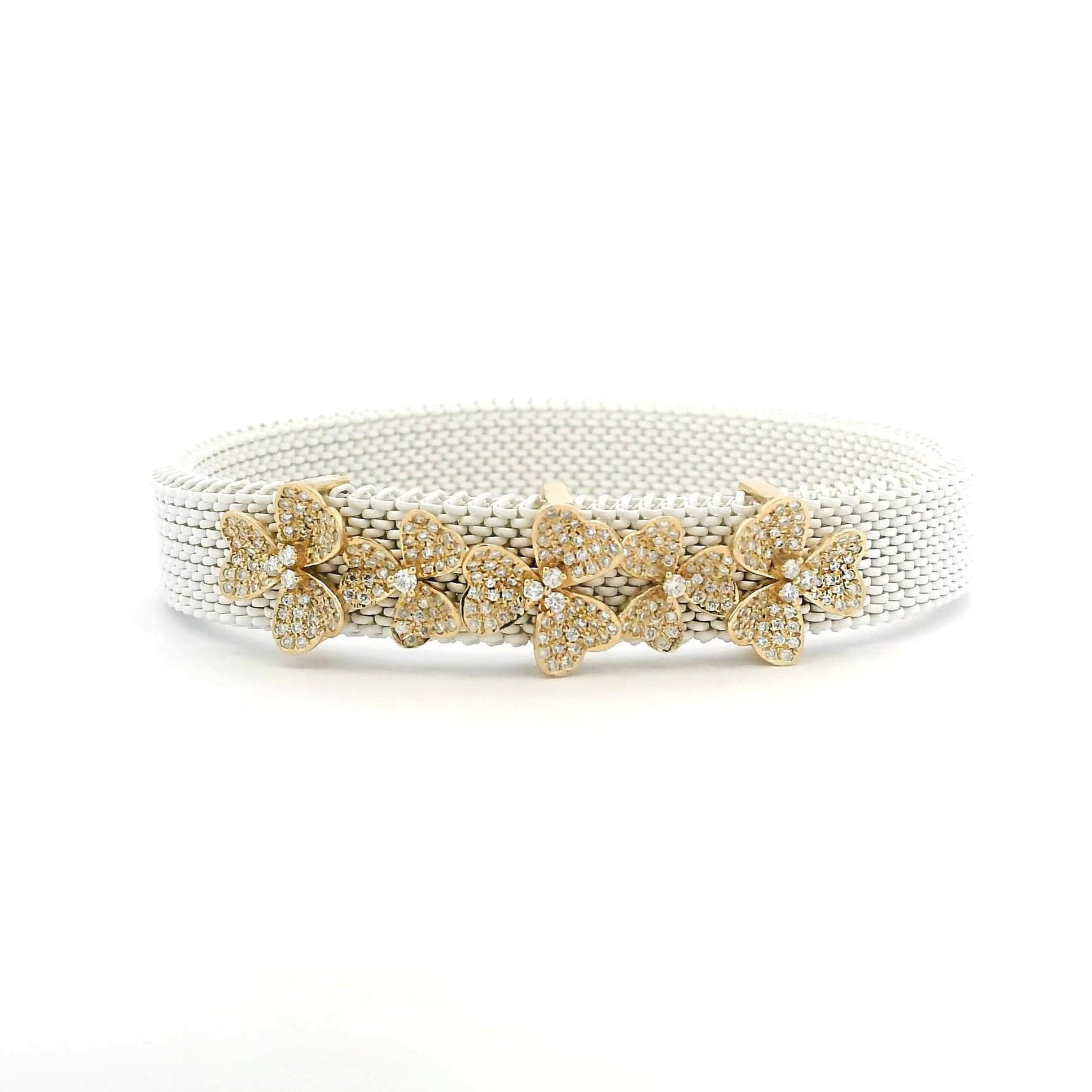 Bracelets 14K Gold Material Flower Pave Diamond Bracelet, Full Pave