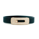 Bracelets 14K Gold Material Stretch Sliding Pave Bar Diamond Bracelet