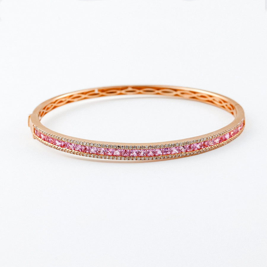 Bracelets 14K Gold Pink Sapphire and Diamond Bangle Bracelet
