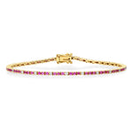 Bracelets 14K Gold Pink Sapphire and Diamond Tennis Bracelet 4-Prong Setting