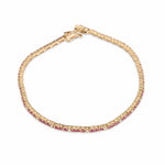 Bracelets 14K Gold Pink Sapphire and Diamond Tennis Bracelet 4-Prong Setting