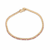 Bracelets 14K Gold Pink Sapphire and Diamond Tennis Bracelet 4-Prong Setting
