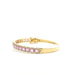Bracelets 14K Gold Scalloped Pink Sapphire and Diamond Bangle Bracelet