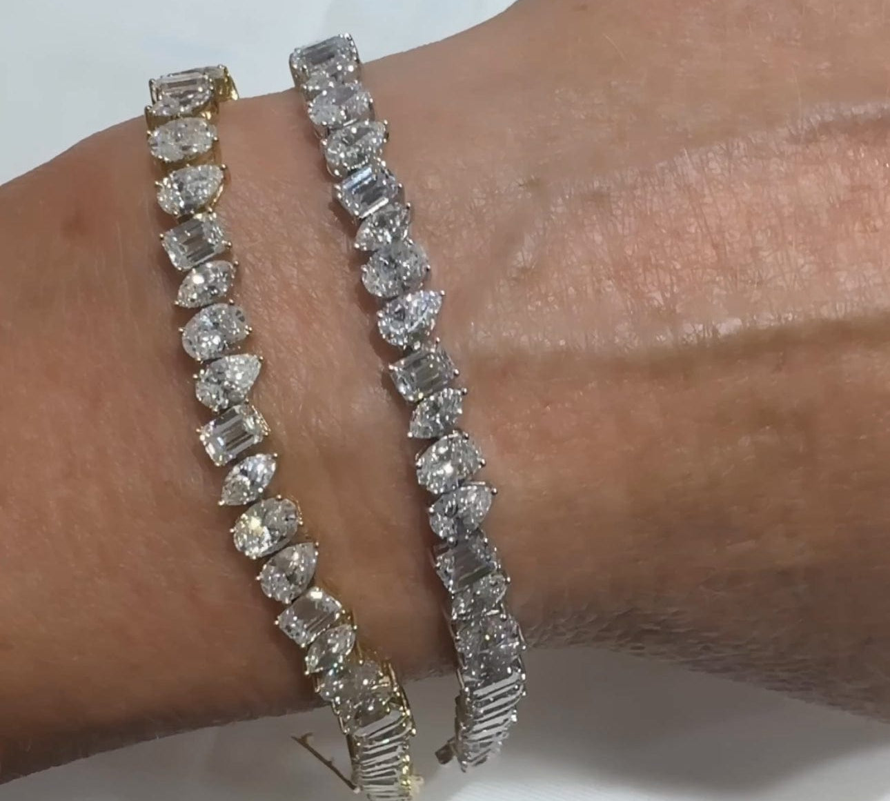 Bracelets 14K or 18K Gold and Multi-Shape Diamond 14.1 ct Tennis Bracelet, Lab Grown