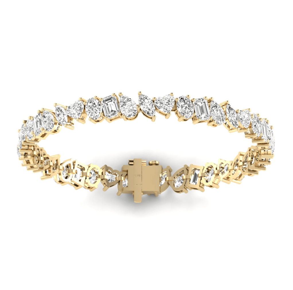 Bracelets 14K or 18K Gold and Multi-Shape Diamond 14.1 ct Tennis Bracelet, Lab Grown