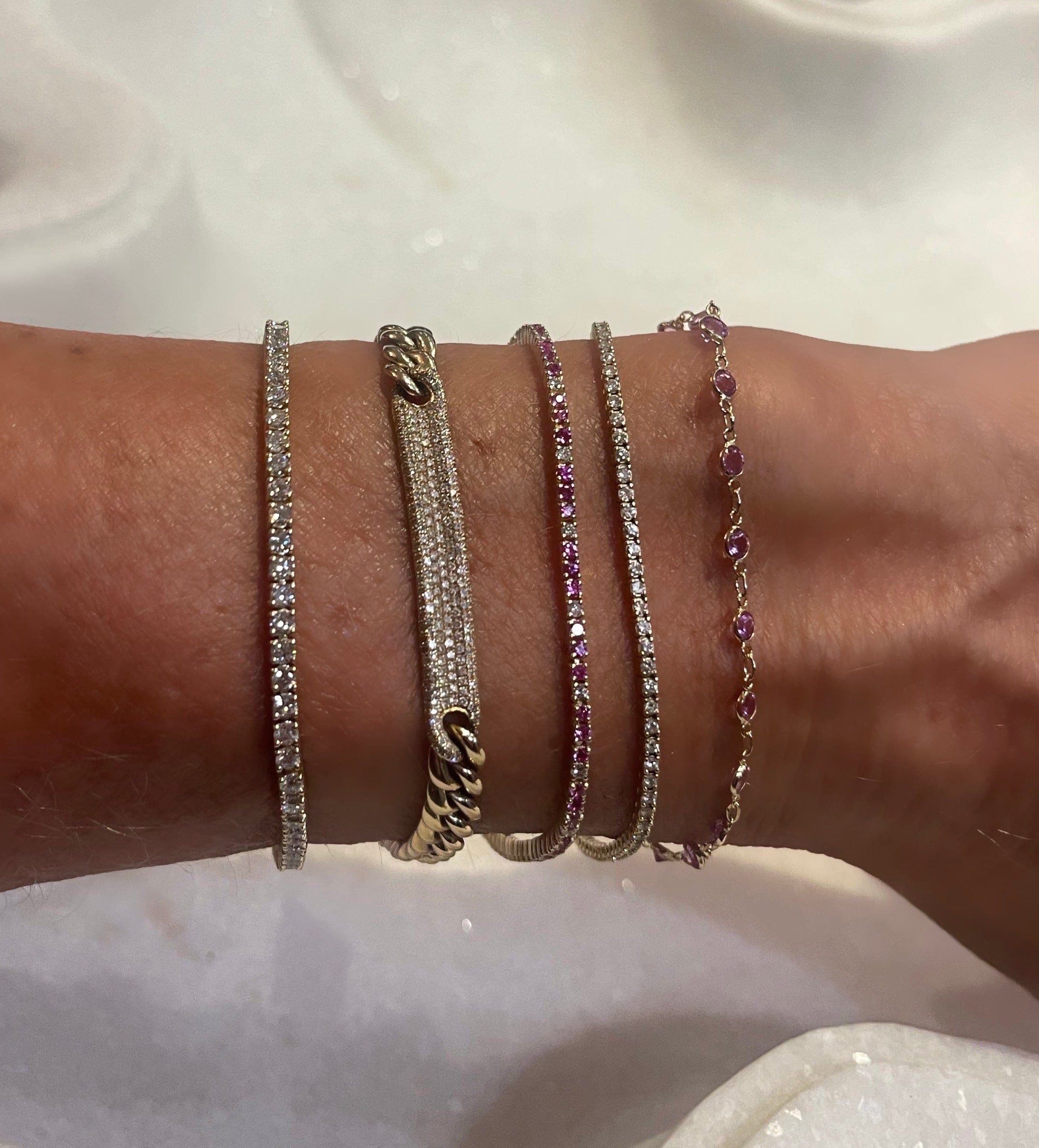 Bracelets 14K or 18K Gold Diamond Mini Tennis Bracelet 1.4 ct 4-prong setting, Lab Grown