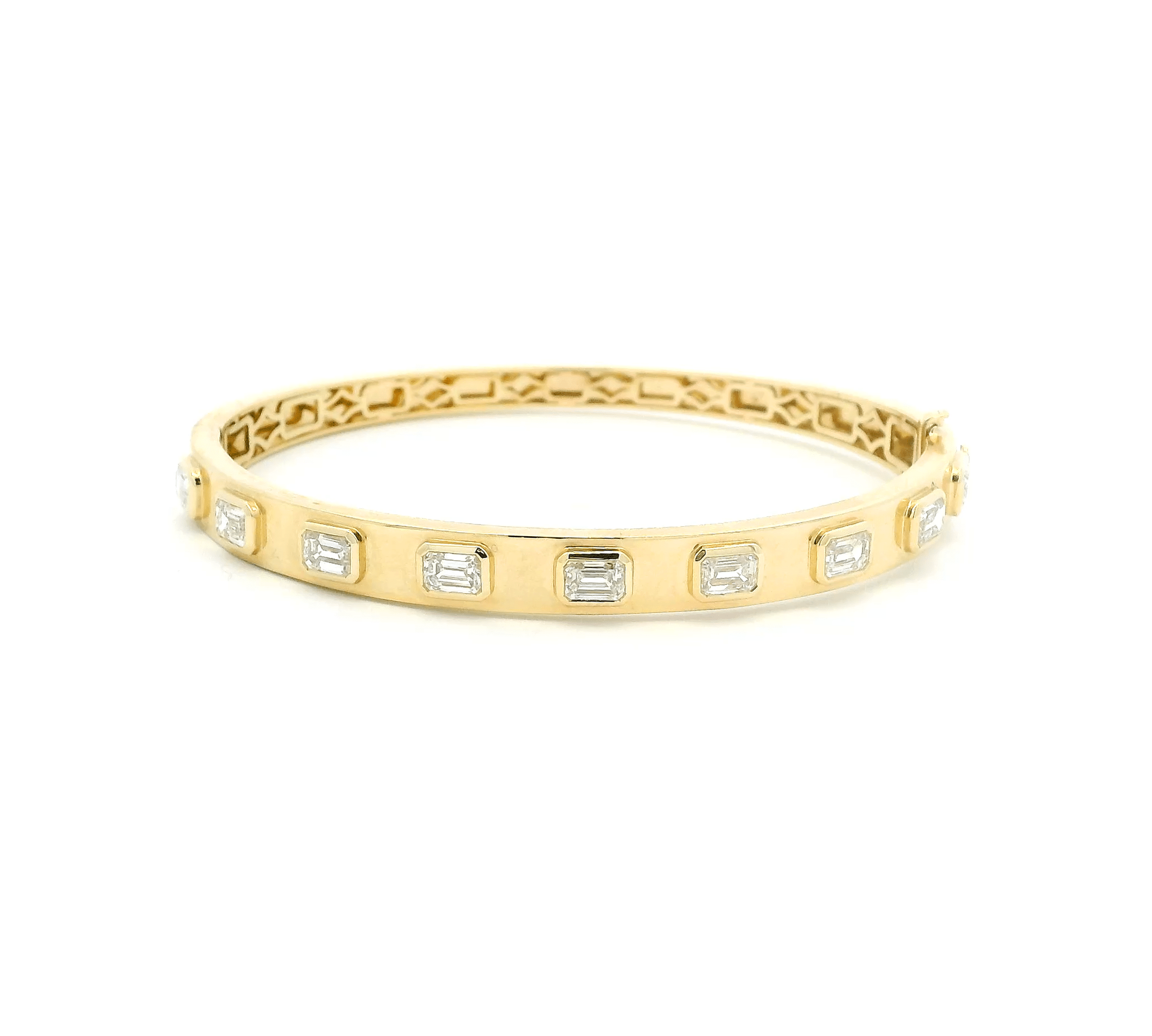 Bracelets 14K or 18K Gold Emerald Cut Diamond Bangle Bracelet 2.77 ct, Lab Grown
