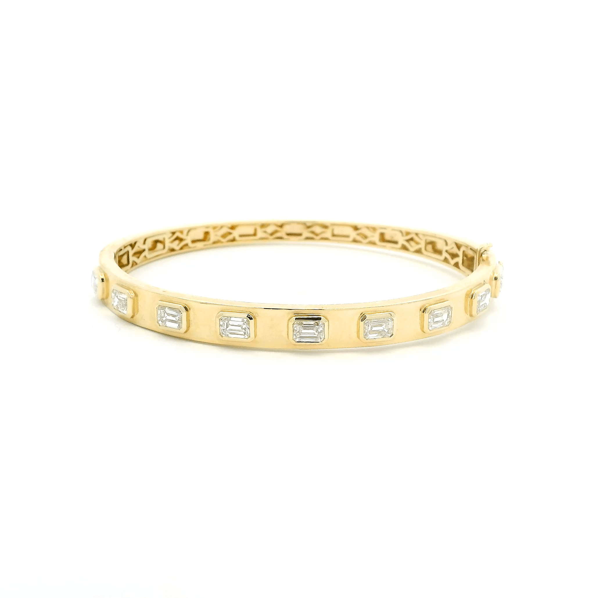 Bracelets 14K or 18K Gold Emerald Cut Diamond Bangle Bracelet 2.77 ct, Lab Grown