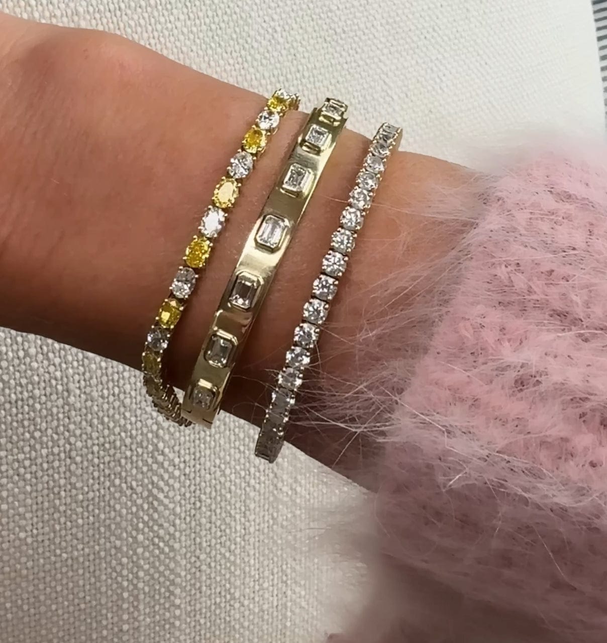 Bracelets 14K or 18K Gold Emerald Cut Diamond Bangle Bracelet 2.77 ct, Lab Grown