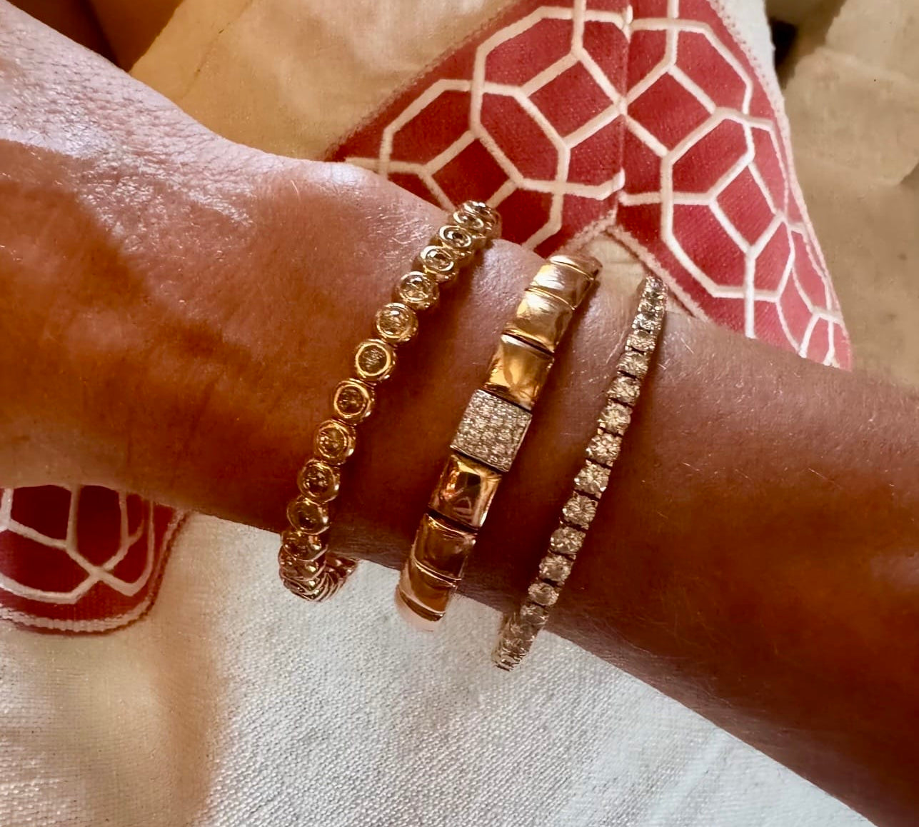 Bracelets 18K Gold And Pave Diamond Milano Stretch Bracelet