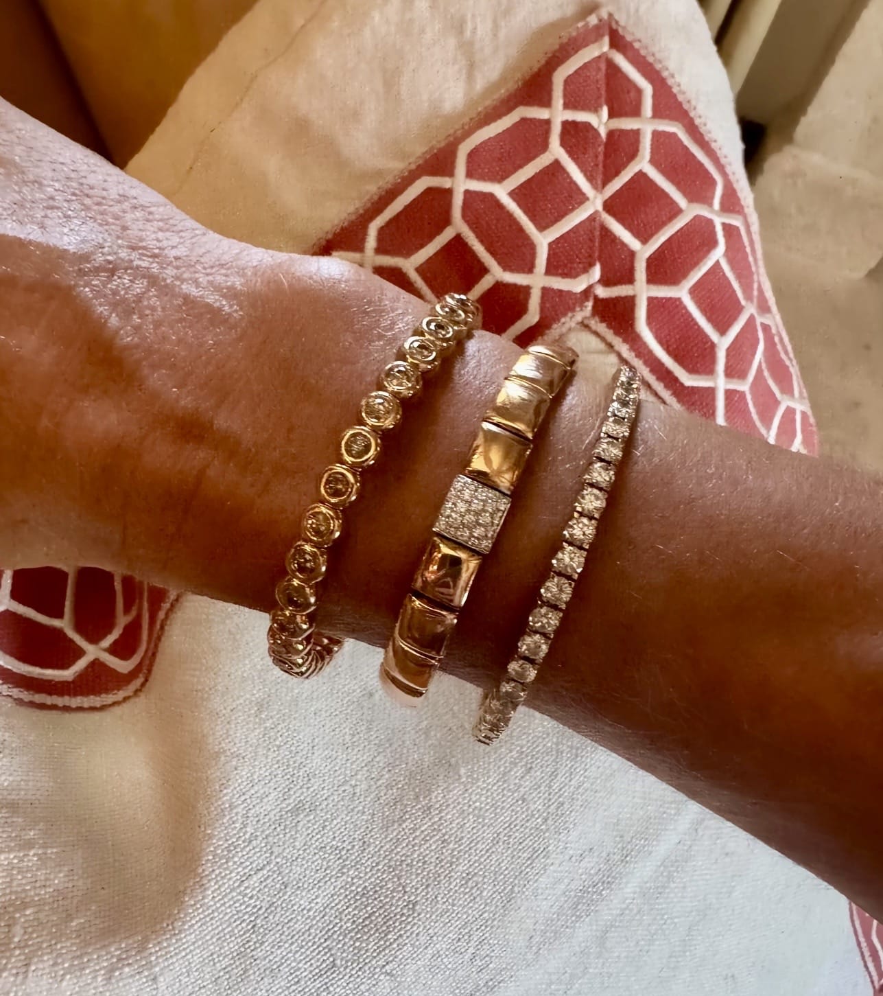 Bracelets 18K Gold And Pave Diamond Milano Stretch Bracelet