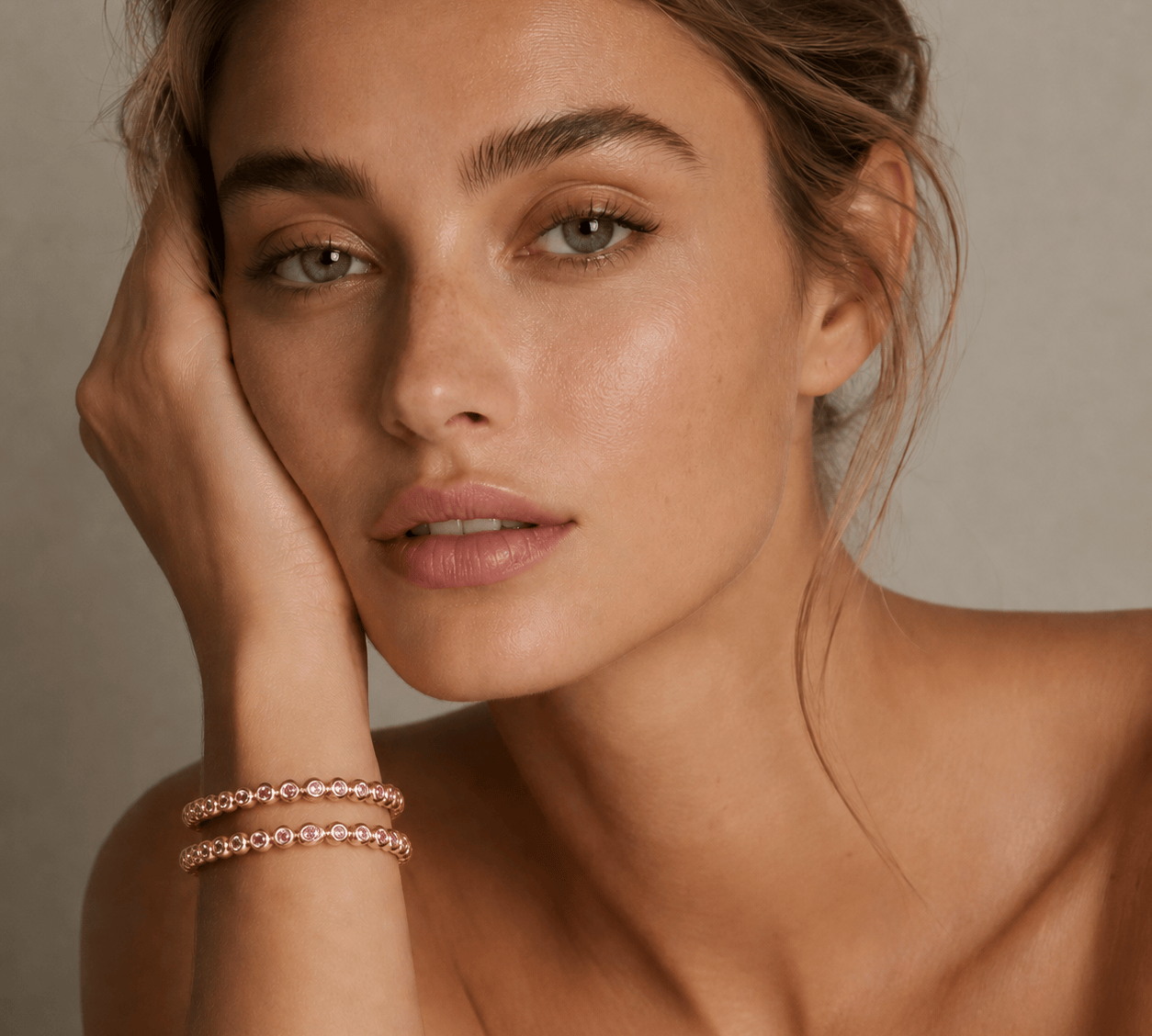Bracelets 18K Gold And Pink Sapphire Bezel Set Stretch Tennis Bracelet