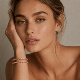 Bracelets 18K Gold And Pink Sapphire Bezel Set Stretch Tennis Bracelet