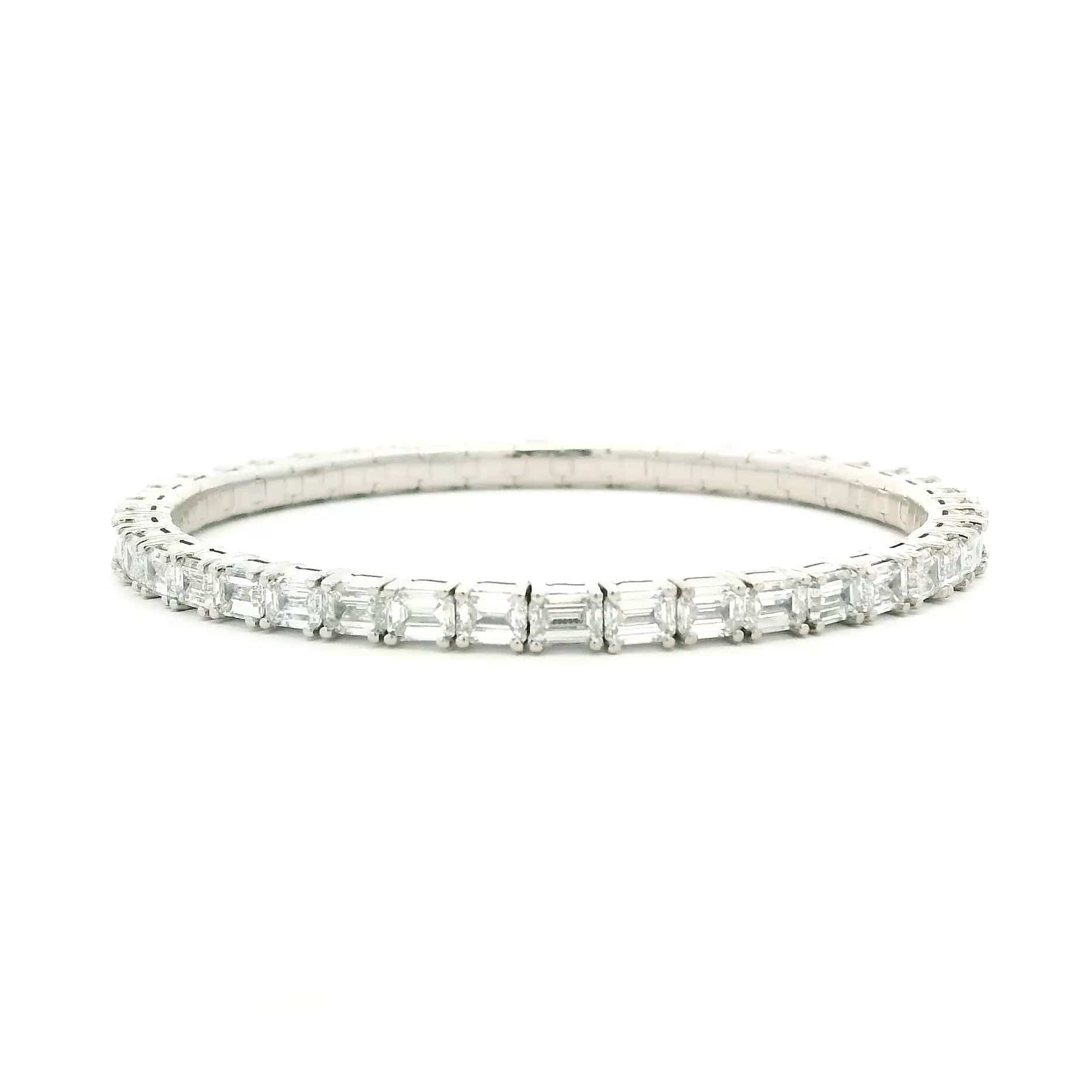 Bracelets 18K Gold East West Stretch Emerald Cut Diamond Tennis Bracelet, 8.0 Carats