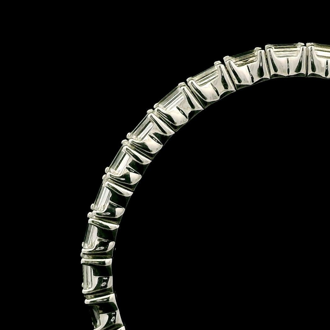 Bracelets 18K Gold East West Stretch Emerald Cut Diamond Tennis Bracelet, Modified U-Shape, Lab Grown
