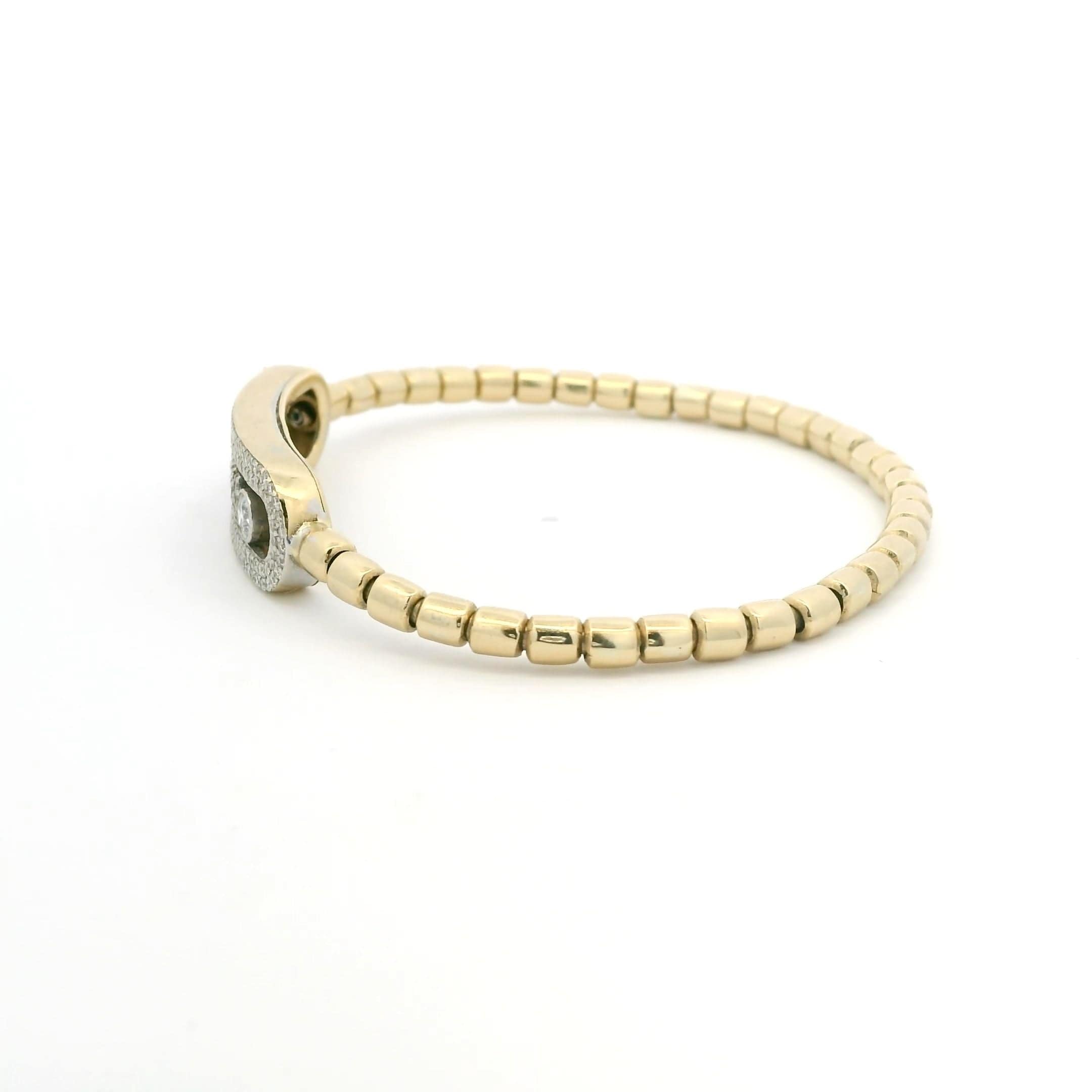 Bracelets 18K Gold Micro-Pave diamond with Initial and Two Diamond Stretch Bracelet