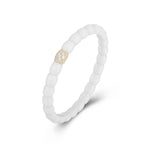 Bracelets 18K Gold Over Ceramic and Diamond Barrel Stretch Bracelet