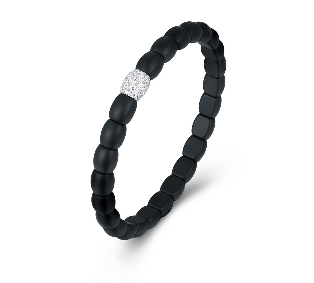 Bracelets 18K Gold Over Ceramic and Diamond Barrel Stretch Bracelet