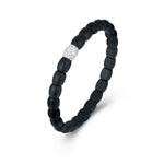 Bracelets 18K Gold Over Ceramic and Diamond Barrel Stretch Bracelet